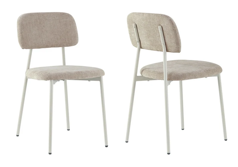 Chaise salle à manger tissu sable pieds taupe - Vika x4
