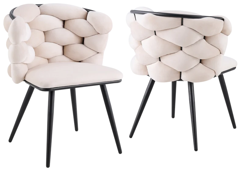 Chaise de table velours beige pieds noirs - Cloud x2
