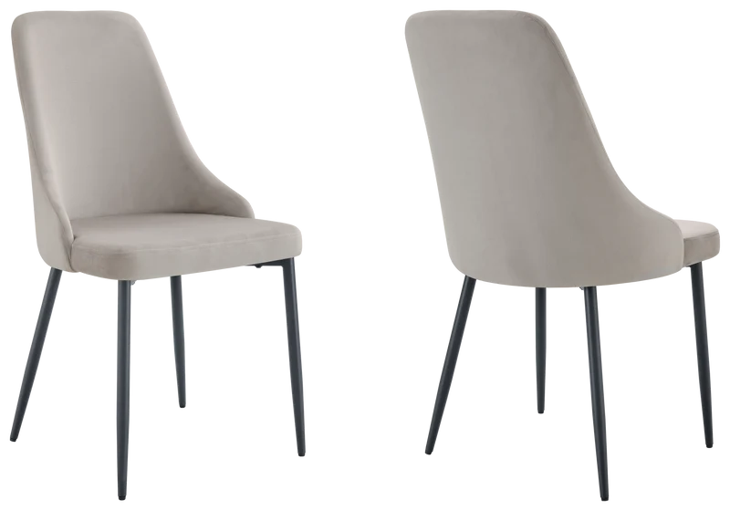 Chaise de table velours taupe pieds noirs - Sena x4