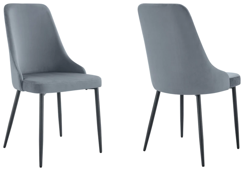 Chaise de table velours gris pieds noirs - Sena x4