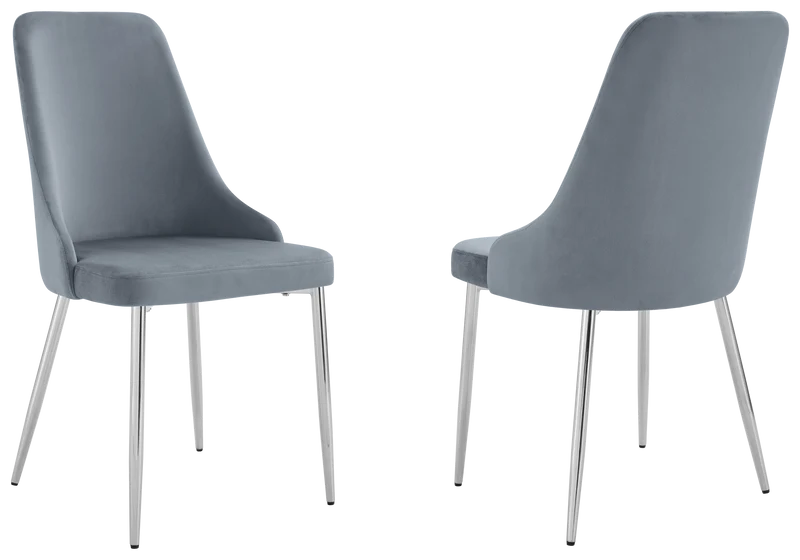 Chaise de table velours gris pieds argentés - Sena x4