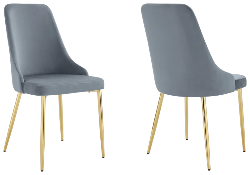 Chaise de table velours gris pieds dorés - Sena x4
