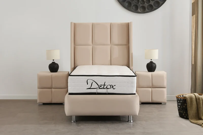 Lit Coffre 1 Place RIO BEIGE - Velours