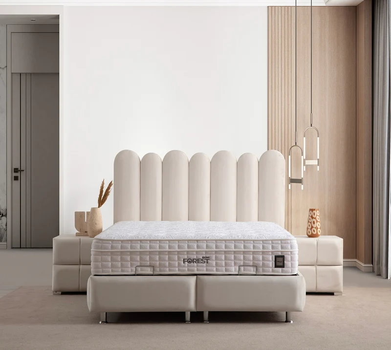 Lit Coffre MAGNUM BLANC CASSÉ - Velours