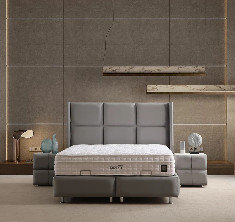 Lit Coffre RIO GRIS - Velours