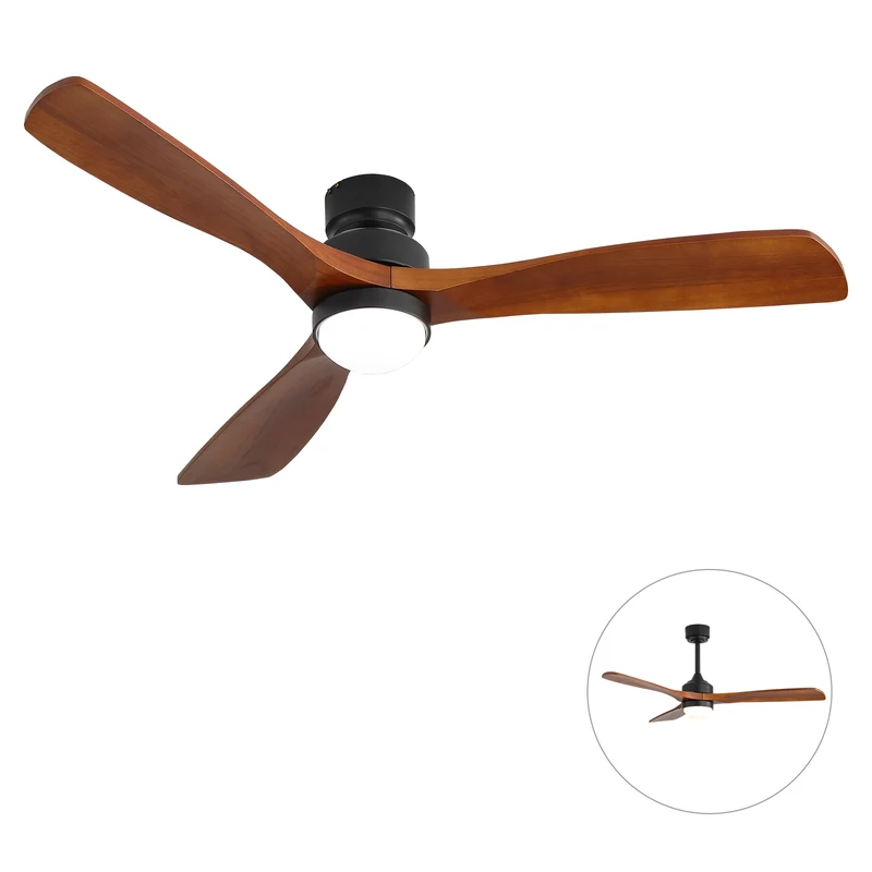 Ventilateur de plafond 132cm en bois massif, lumière LED avec fonction mémoire, télécommande, moteur DC réversible, 6 vitesses ITALIAN NIGHTSTAND