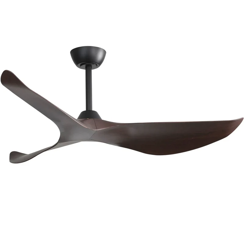 Ventilateur de plafond 132cm sans lumière, 3 pales ABS effet bois noyer, 6 vitesses, moteur DC réversible, télécommande ITALIAN RUG