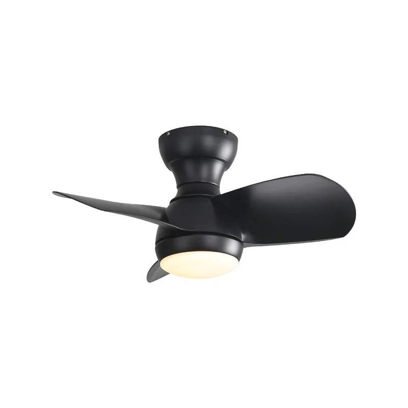 Ventilateur de plafond 58 cm noir avec LED dimmable 3 couleurs, 3 pales réversible télécommande et moteur DC LAMP STONE