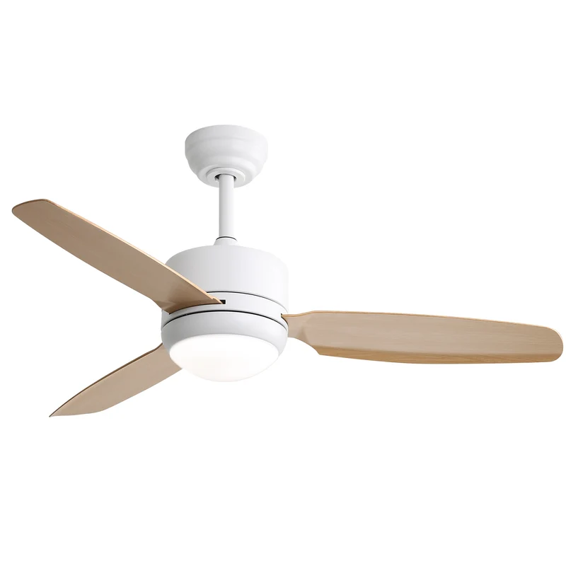 Ventilateur de plafond blanc 117 cm avec lumière LED, 3 pales ABS, 6 vitesses, moteur DC réversible, télécommande LAMP POINT