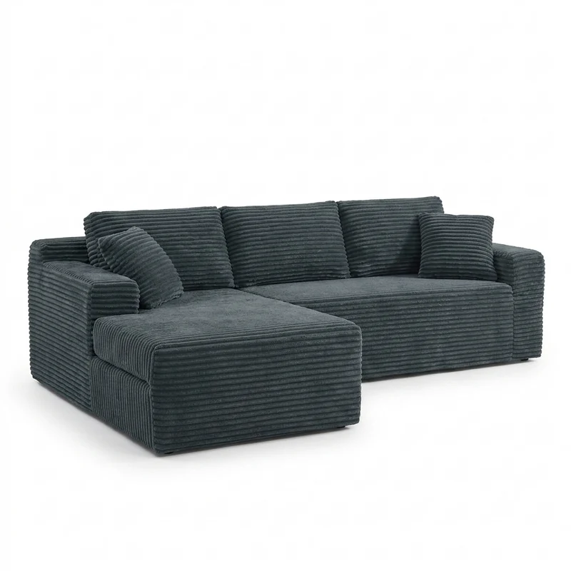 Canapé d'angle modulable 3 places, mousse mémoire, tissu gris foncé MOMENTUMONYX