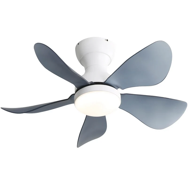 Ventilateur de plafond 74 cm blanc, LED dimmable 18W, moteur DC réversible, 5 pales gris ABS LAMP WICKER
