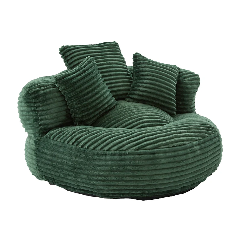 Canapé chauffeuse fauteuil rond en velours côtelé chenille vert olive fauteuil lounge KAMECONE