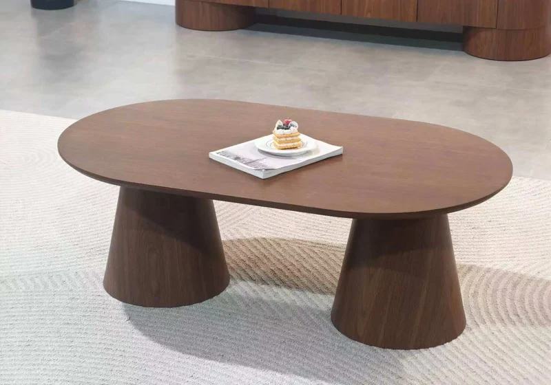 Table basse ovale noyer design - Monza