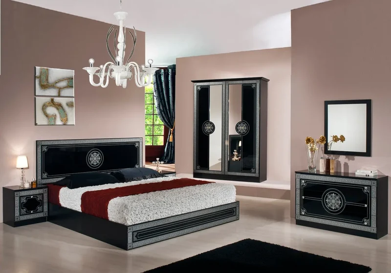 Chambre versace pas cher noir LUNA