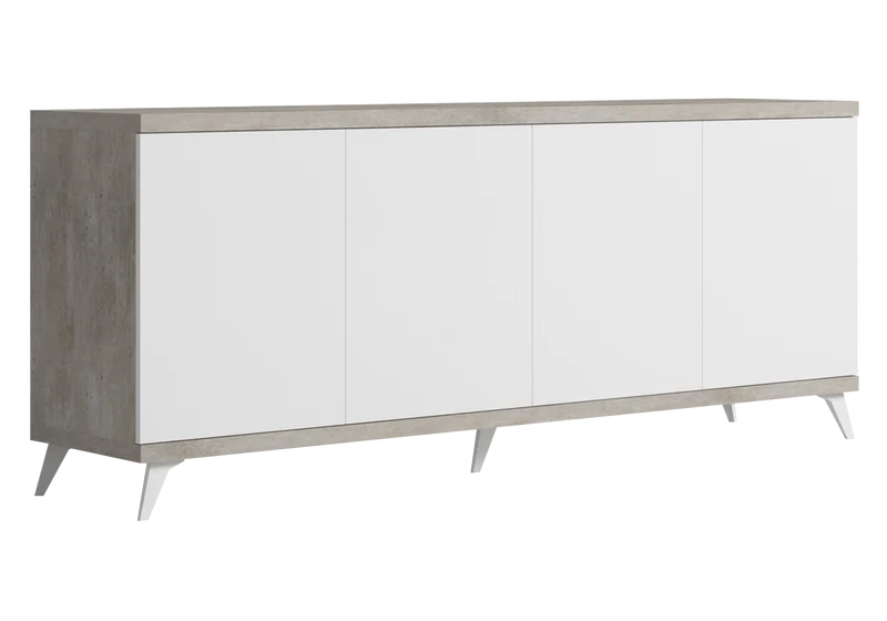 Buffet 200 cm blanc laqué béton – Treviso