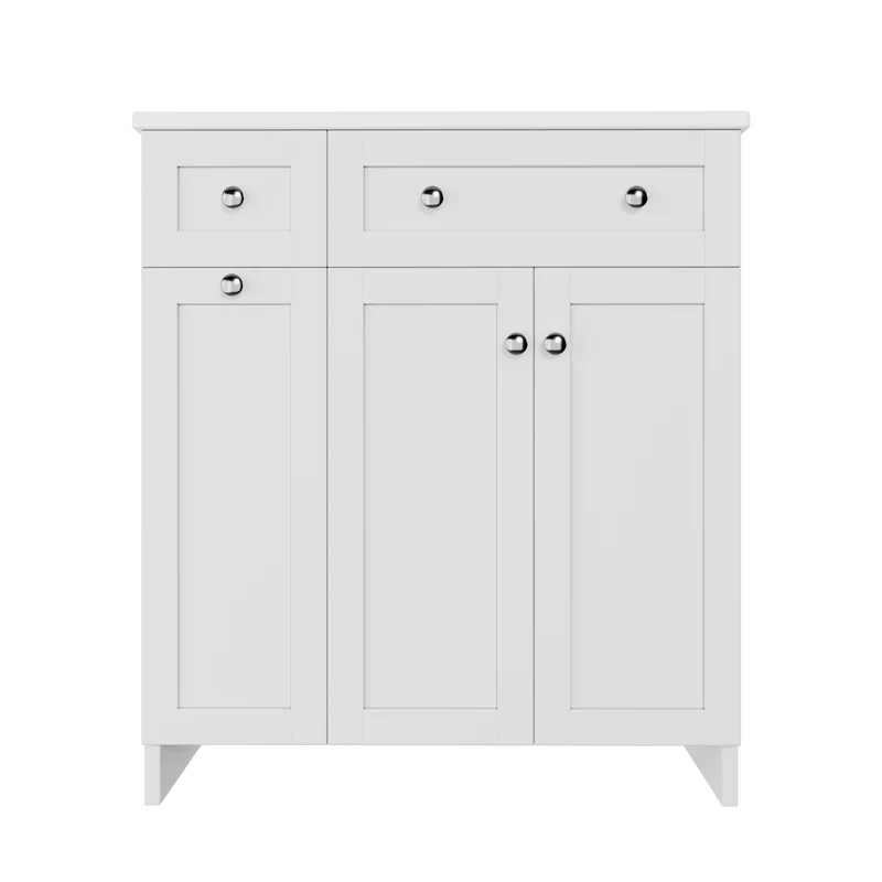 Meuble vasque céramique, design blanc laqué, rangement optimisé, soft-close 76x47x86cm LUXURY NIGHTSTAND HOME