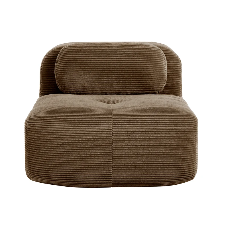 Fauteuil canapé 1 place sans accoudoirs en velours côtelé marron, sans montage MINIMALISTCONSOLEHOM
