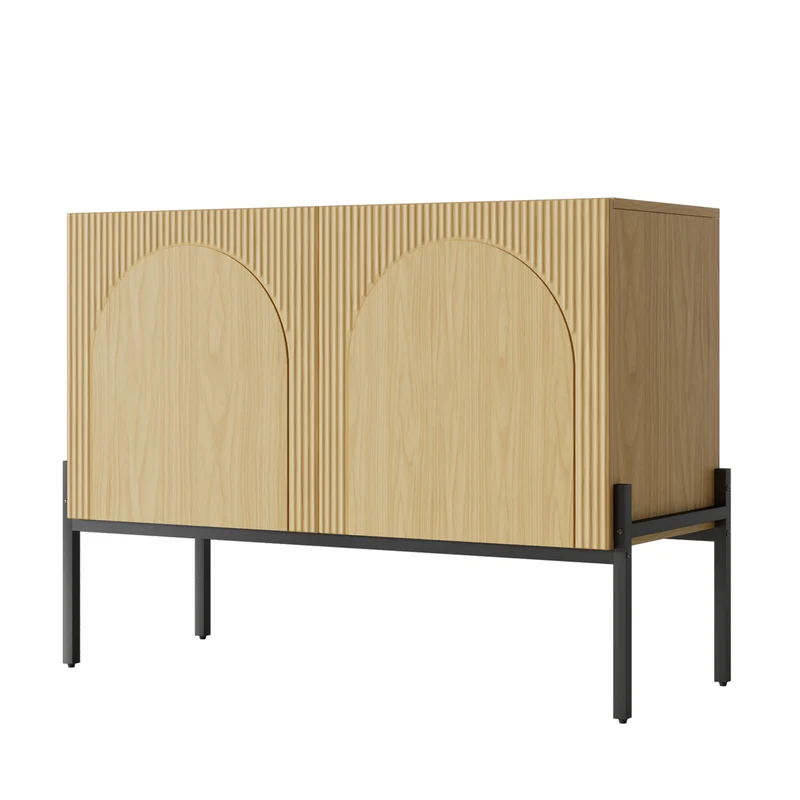 Buffet effet bois design arche texturé 2 portes 100x40x75cm ITALIAN LINEN MAX