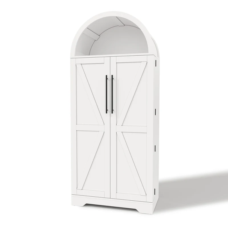 Vaisselier de cuisine arche blanc avec portes en X et porte-épices intégrée LAMP FLEX