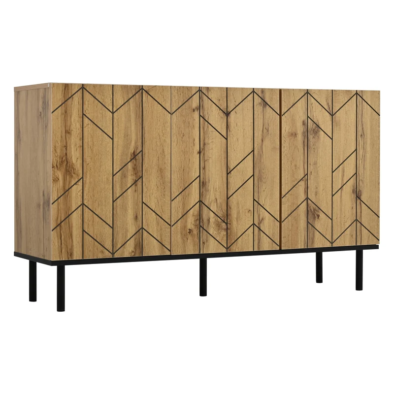 Buffet effet bois design chevron 3 portes battantes 120x35x70cm ITALIAN SCREEN