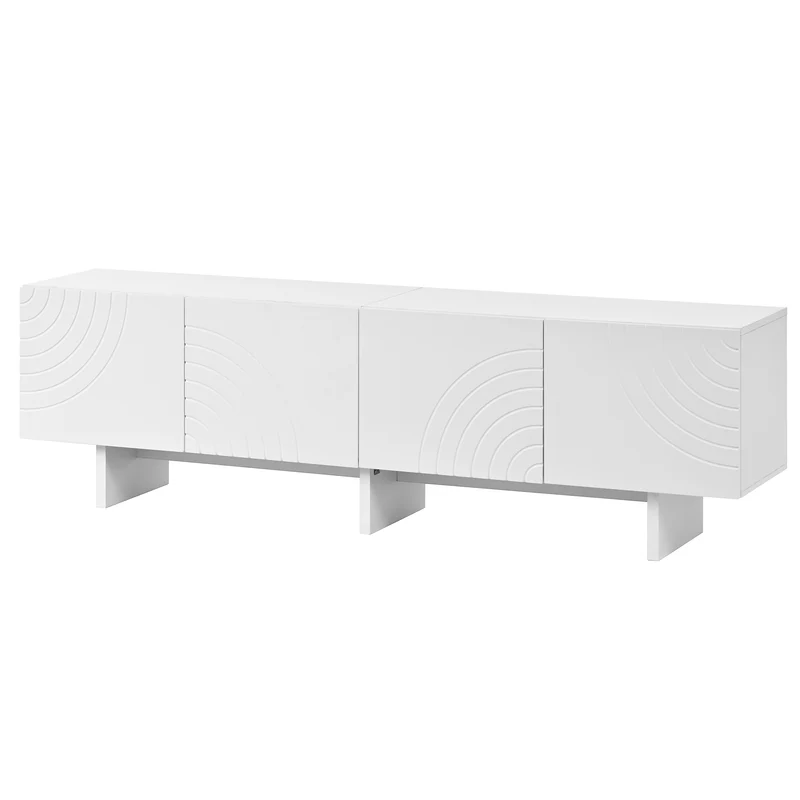 Meuble TV blanc arc-en-ciel en relief avec 4 portes 170x35x50cm FLOATING COTTON ELITE
