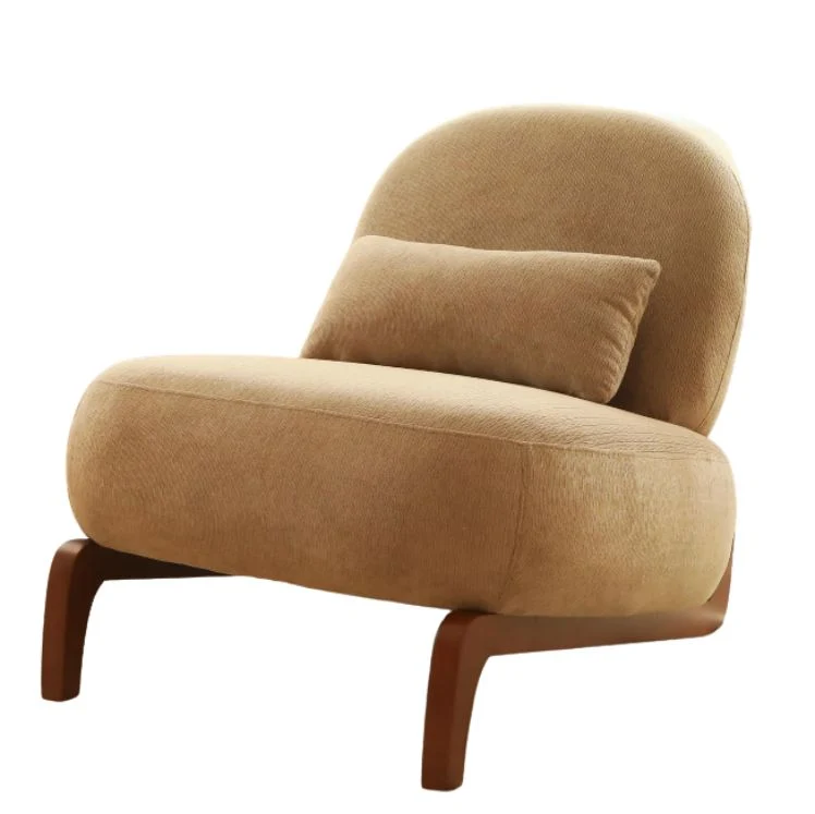 Fauteuil moderne camel revêtement en velours camel et pieds en bois massif FLEX STONE LINE