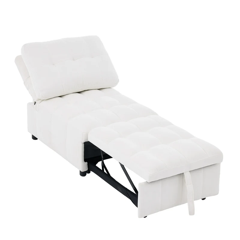 Fauteuil lit convertible tissu blanc, dossier réglable 68x95x76cm FLARELIRA