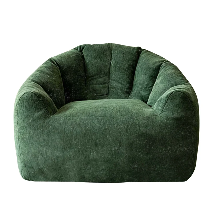 Fauteuil pouf bean bag rond tissu flanelle vert avec paillettes sans montage 99x86x64cm CHROMEBOOKCASE