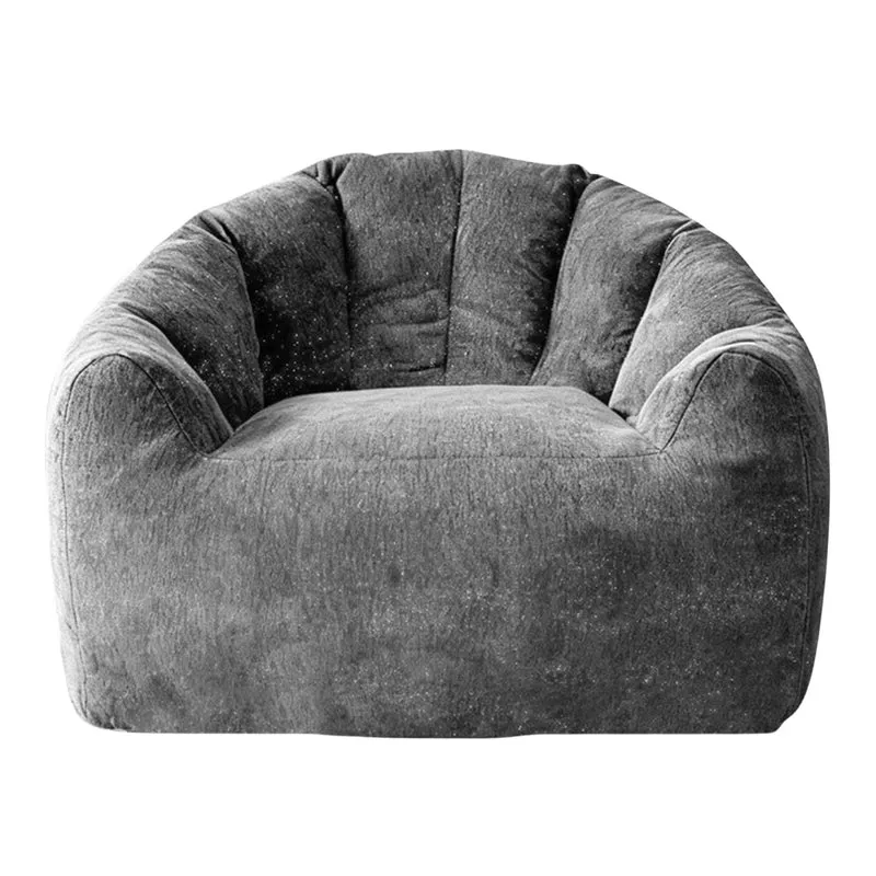 Fauteuil pouf bean bag rond tissu flanelle gris avec paillettes sans montage 99x86x64cm CHESTZONE