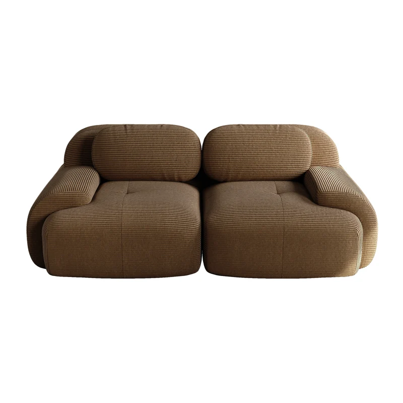 Canapé 2 places loveseat modulable en velours côtelé marron avec accoudoirs courbés, confort premium, sans montage MOMENTUMRIFTEE