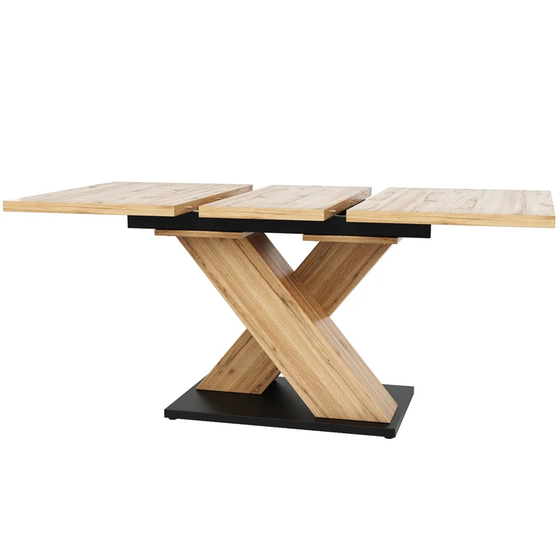 Table de salle à manger extensible effet bois naturel, pieds croisé, 6-8 personnes 119-158,5cm CLIFFPOND