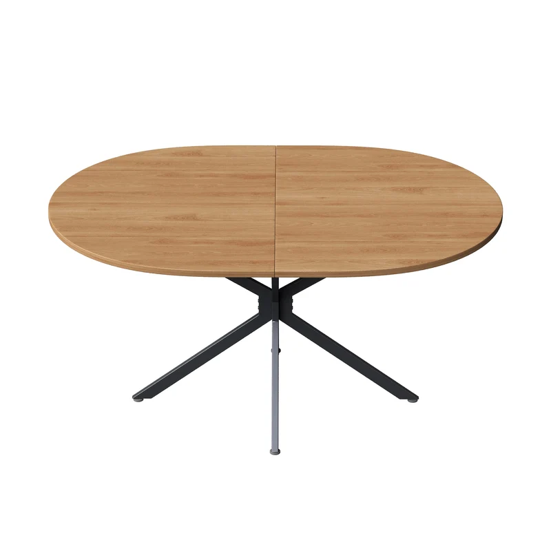 Table de salle à manger ovale effet bois, pieds en métal, 4-6 personnes 120x80cm TERRAENO