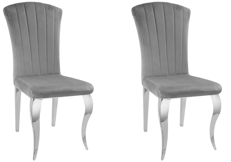 Chaises en velours ardoise et pieds argent - Nova x6