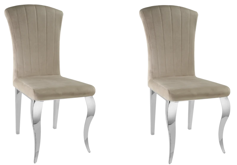 Chaises en velours taupe et pieds argent - Nova x6