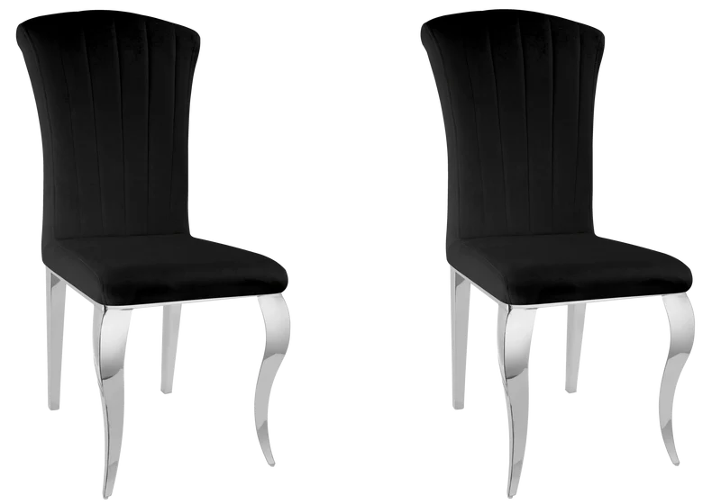Chaises en velours noir et pieds argent - Nova x6