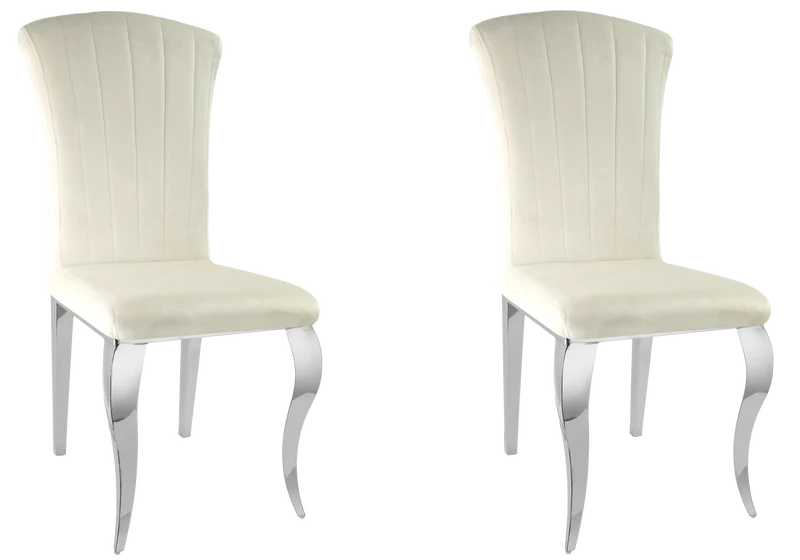 Chaises en velours écru et pieds argent - Nova x6