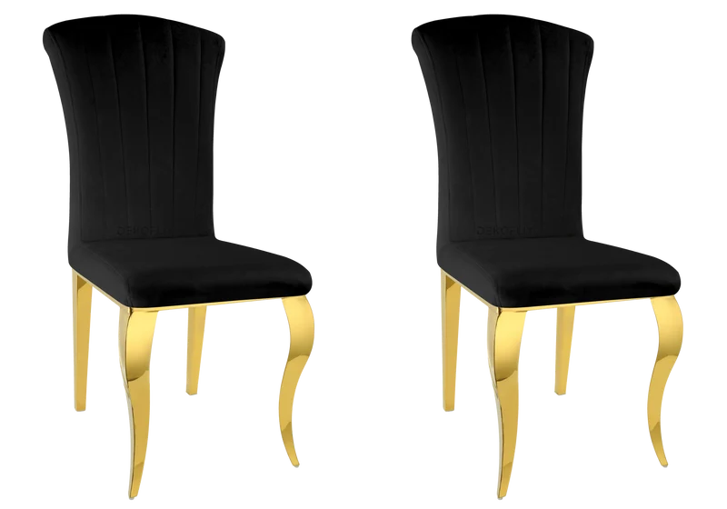 Chaises en velours noir et pieds or - Nova x6