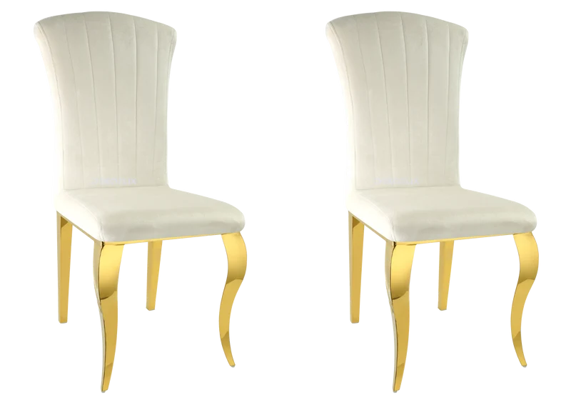 Chaises en velours écru et pieds or - Nova x6