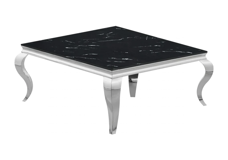 Table basse carrée marbre noir argent - Neo