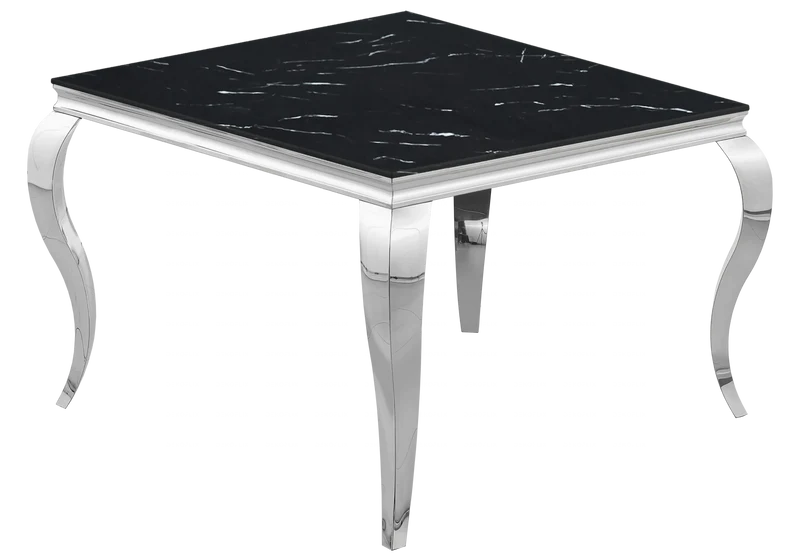 Table à manger carrée marbre noir argent - Neo