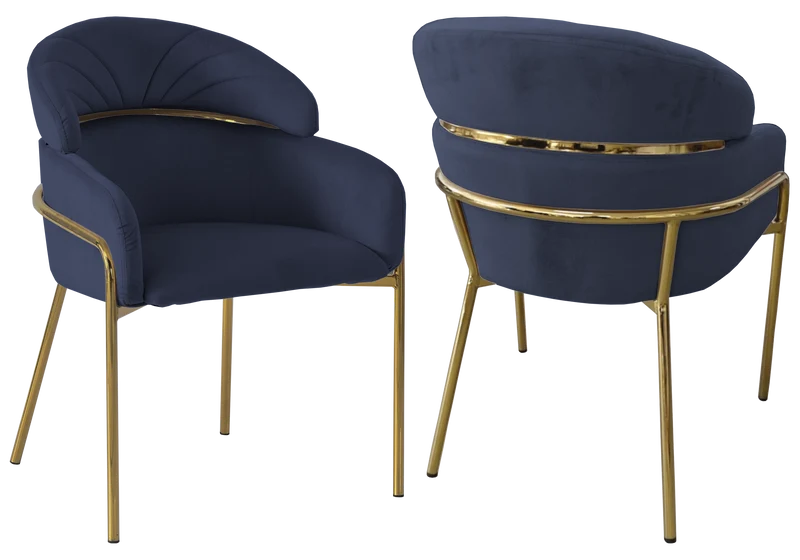 Chaises en velours noir et pieds dorés - Noam x4