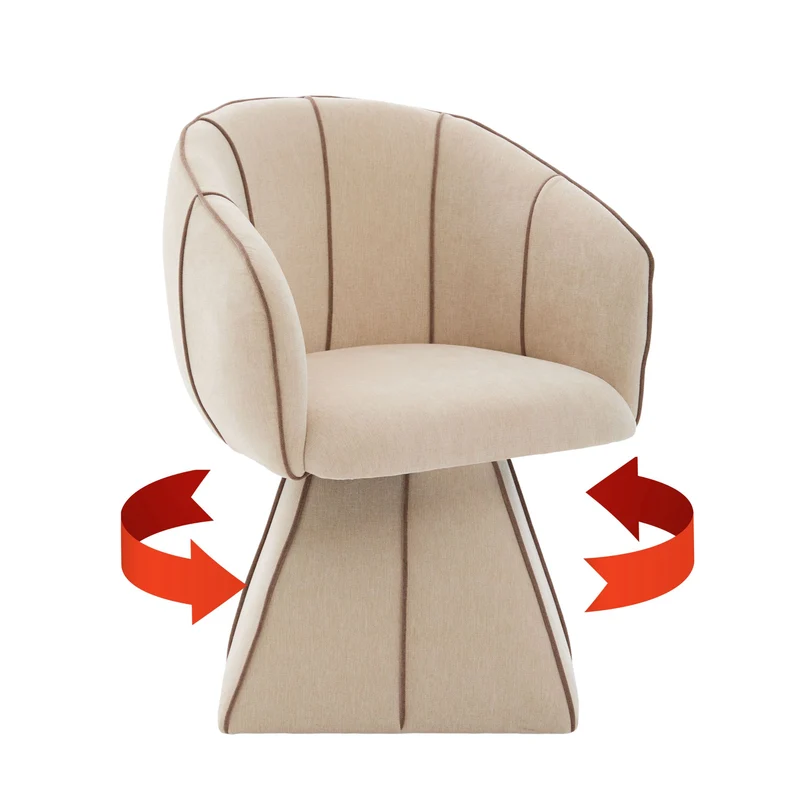 Fauteuil pivotant 360° en chenille beige clair dossier haut 56x54x74,5cm FLEX CONCRETE STYLE