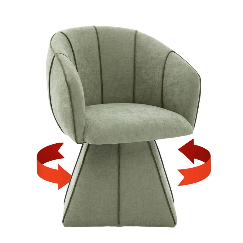 Fauteuil pivotant 360° en chenille vert olive dossier haut 56x54x74,5cm FLEX CONTAINER