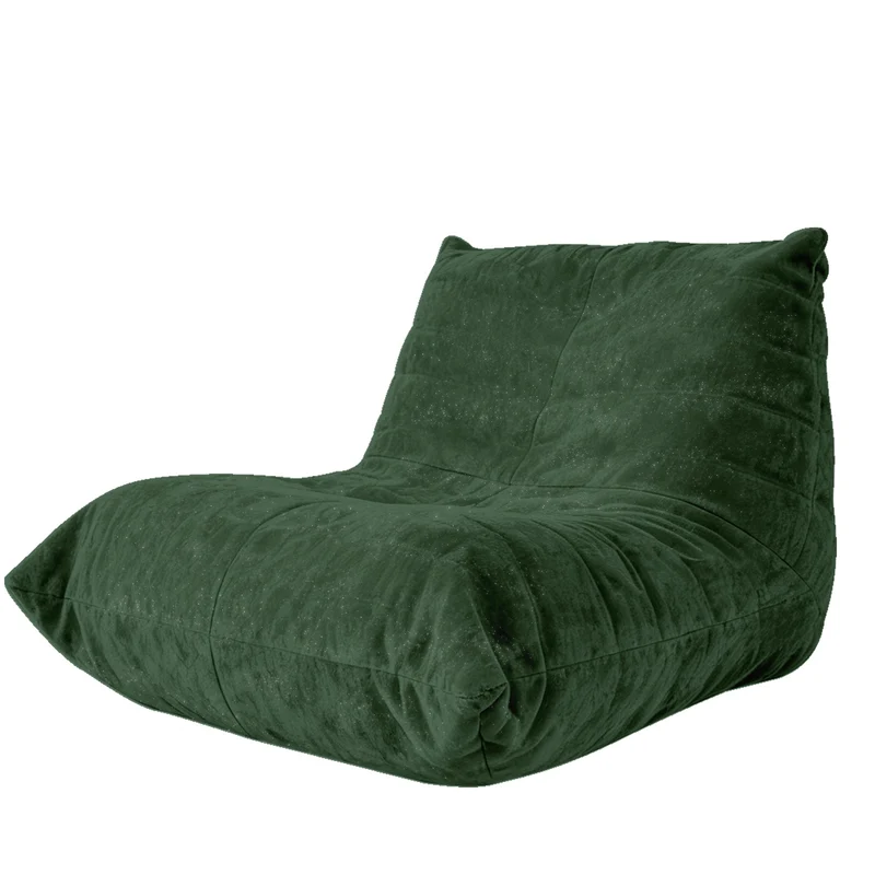 Chauffeuse matelassée chenille verte pailletée fauteuil de sol 90x100cm CHROMEPANEL