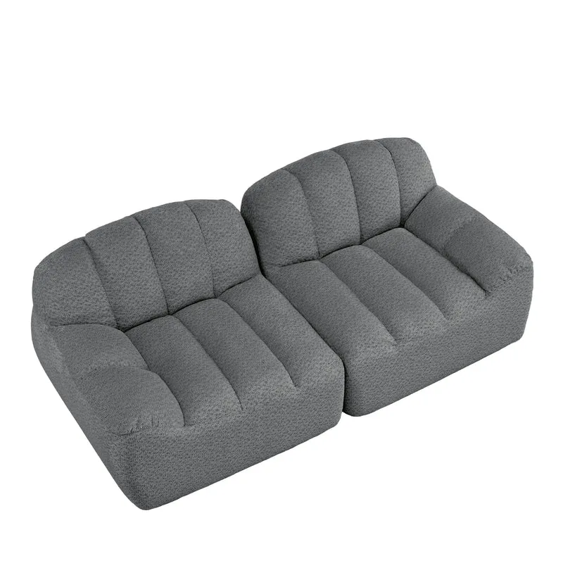 Canapé modulable 2 places gris, tissu polaire, sans montage prêt à l'emploi CHESTPRO