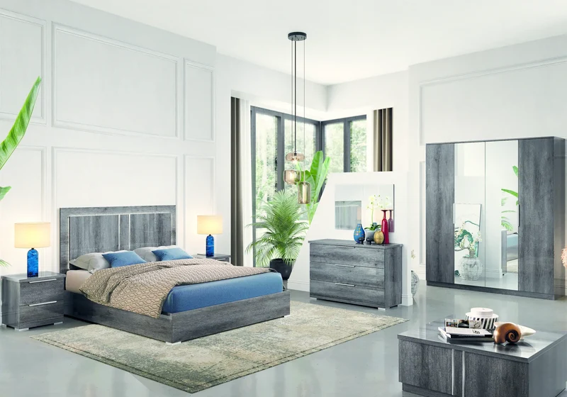 Chambre complète design bois gris foncé – LUNA