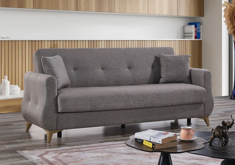 Canapé convertible avec coffre de rangement taupe – CITY