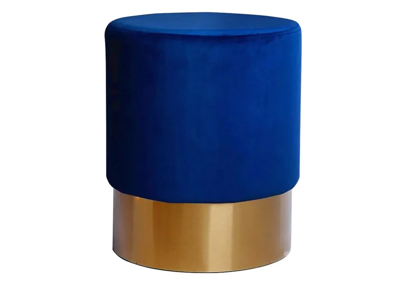 Pouf design doré velours bleu - Lisy