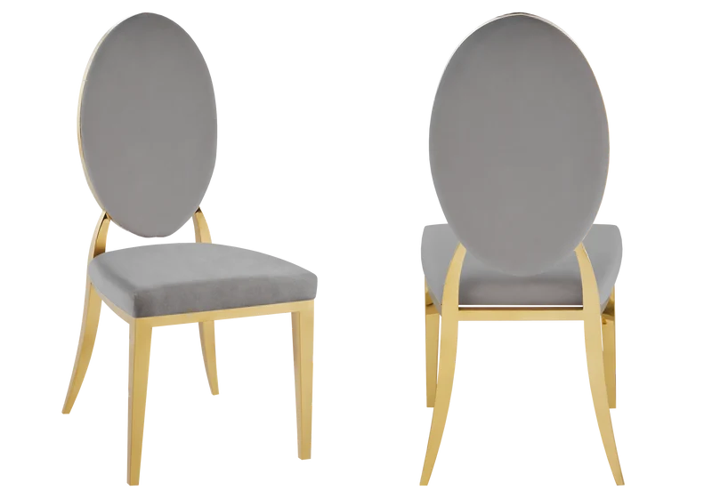 Chaises médaillon velours gris doré - Neo x4