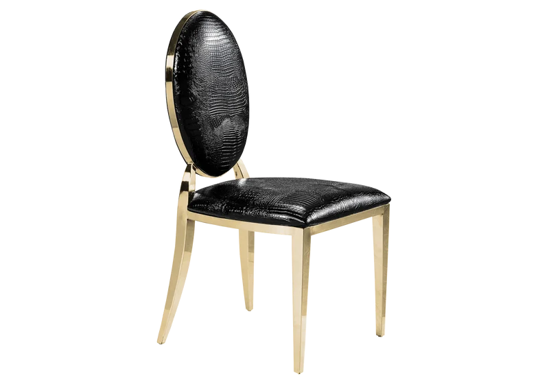 Chaises médaillon croco noir doré - Neo x4